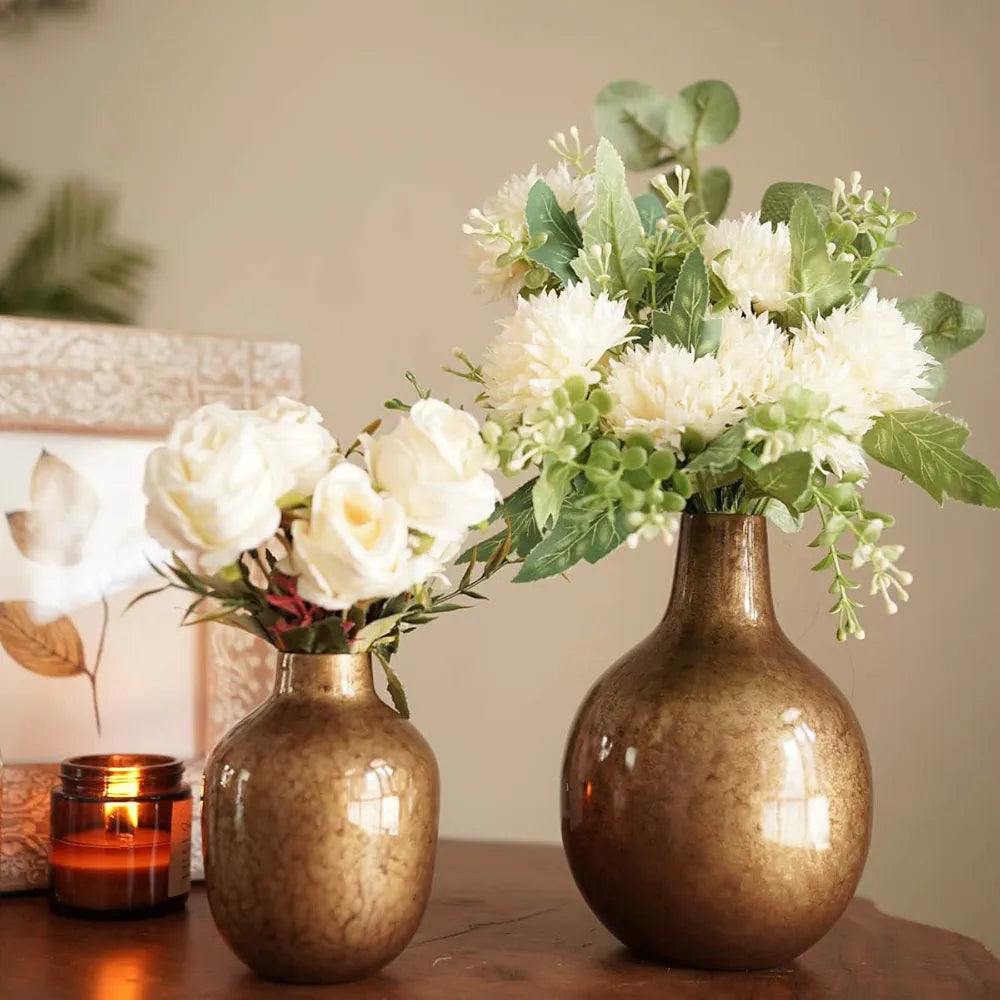Behoma Antique Golden Metal Flower Vase for Home Decor Flowers not Included