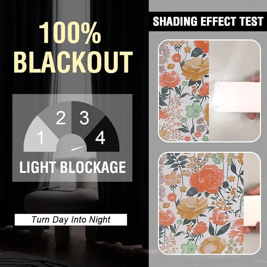 Cloth Fusion Blackout Printed Premium Door Curtains 9 Feet Long Set of 2 White Roses