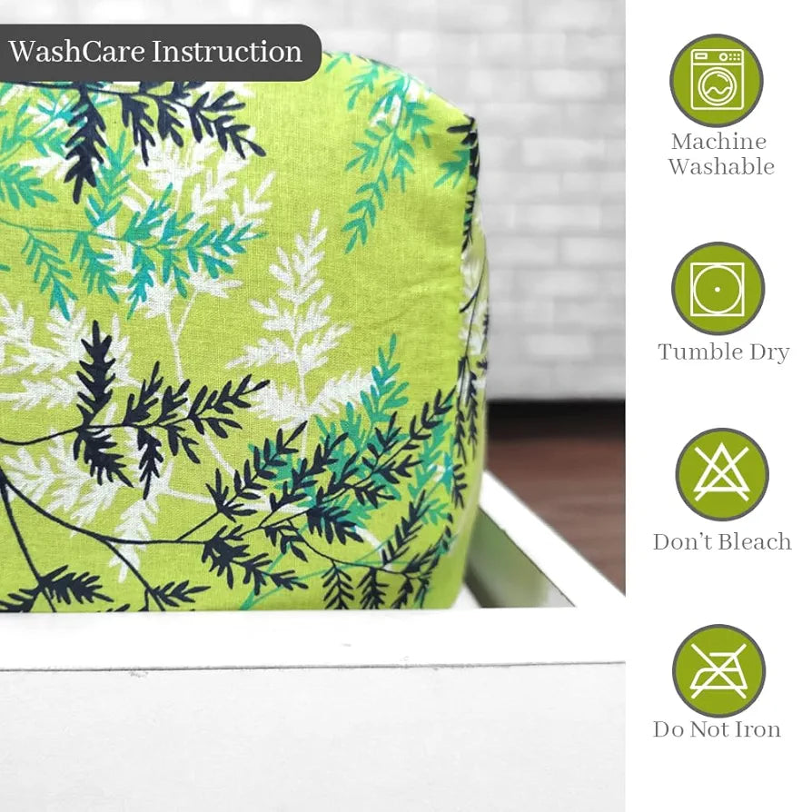 Divine Casa 144 TC 100% Cotton Floral Green Cotton Lightweight Elastic Fitted Double Bedsheets Colour Lime Punch