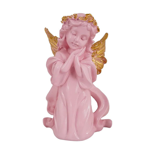 Zart Angel Girl Showpiece for Home Decor Winged Fairy Statue Angel Pink SHG