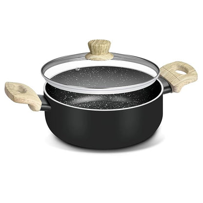 Bergner Bellini Plus Aura 5-layer Non-stick 24 Cm Casserole With Glass Lid | 5 Litres Capacity