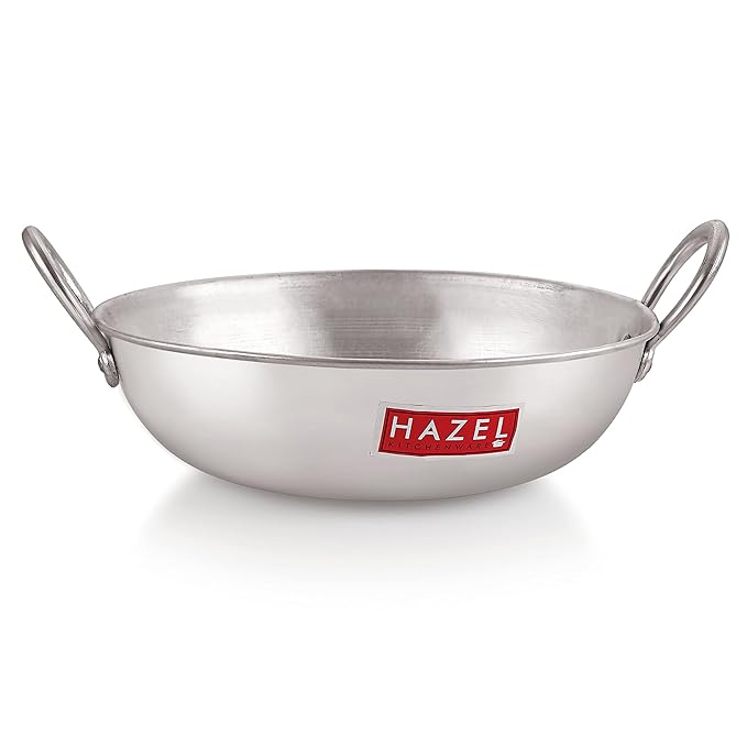 Hazel Aluminium Kadai Premium Round Bottom 18 Gauge Kadhai Vessel 30 cm 3300 Ml