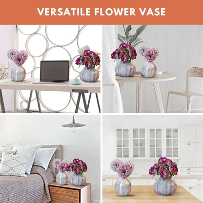 Behoma Metal Oval Flower Vase Off Multicolour Cosmic Large Flowers not Included