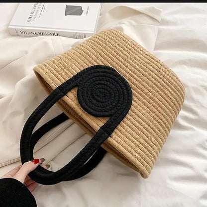 Attractive Hand Bag Large Tote Bamboo Beach Basket for Women Jute Handmade