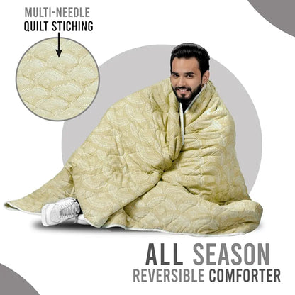 Divine Casa 120 GSM Microfiber Single Bed Comforter Soft & Lightweight Reversible AC Blanket Colour Wheat