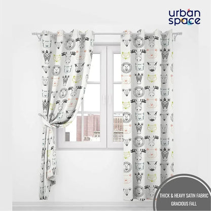Urban Space Digital Printed Blackout Curtains for Door Bedroom Room Darkening Blackout Kids Decorative Curtains, 1 Piece Curtain Animal Kingdom