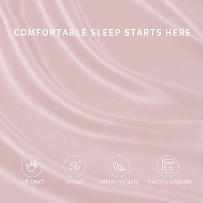 Cloth Fusion Satin Bedsheet for Queen Size Bed Set of 1  & 2 Pillow Covers Baby Pink