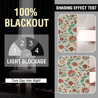 Cloth Fusion Blackout Printed Premium Window Curtains 5 Feet Long Set of 2 Red Flower