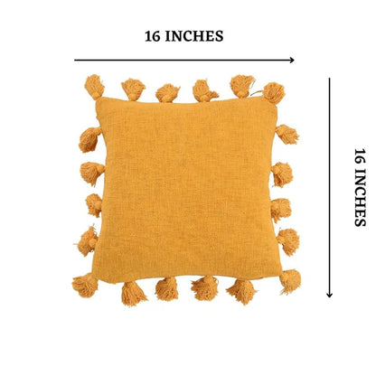 Homadorn Luxury Cotton Handmade Decorative Boho Throw Pillow Covers Colour Mustard