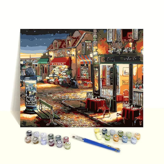 TULIP N TURTLE Cafe DIY Acrylic Paint by Number Kit for Adults Kids Beginner Number Painting kit DIY Canvas Painting by Number Wall Decoration DIY Painting kit for Adults