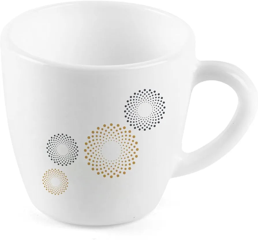 CELLO Ricca Mug 6 Pcs Set | Cups for Tea,Coffee,Espressoc| Thermal Resistant | Light Weight | Ideal Gifting Option | Crazy Dots | 100ml