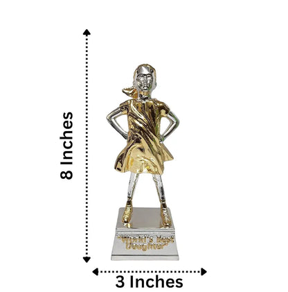 Gold Art India World's Best Daughter Figurine Silver & Gold Plated