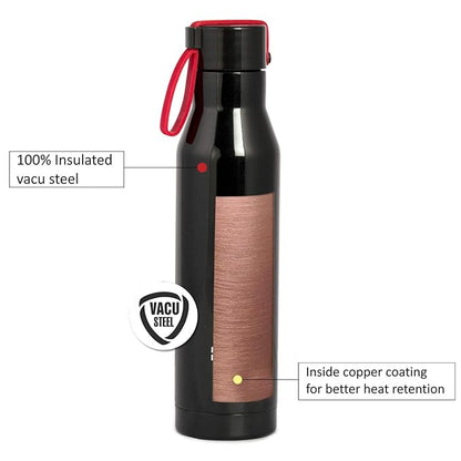 Cello Maestro Thermosteel Flask | 1 Litre | Black | 24 Hours Hot and Cold Stainless Steel Bottle