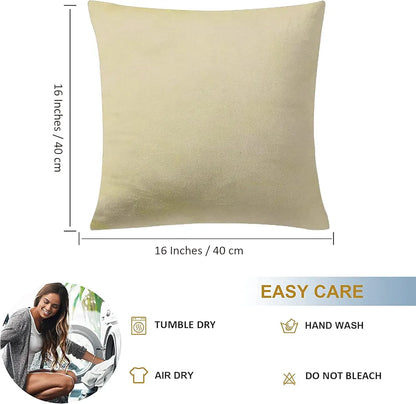 Cloth Fusion Velvet Sofa Cushion Cover Set of 5 Luxurious Cushion Cover Cream Colour