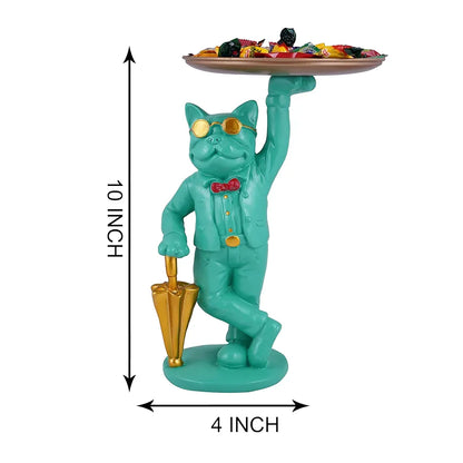 Zart Bulldog Standing Tray Showpiece Home Decor Showpiece Dog Aquamarine Green Umb
