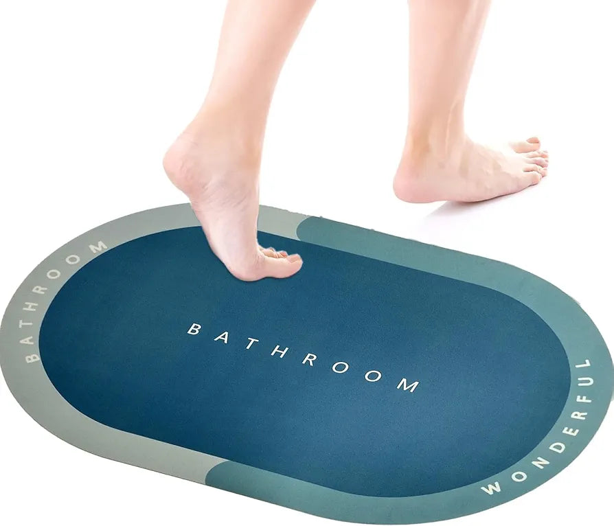 Status Contract Blue Bathroom Water Absorbing Mat Colour Blue
