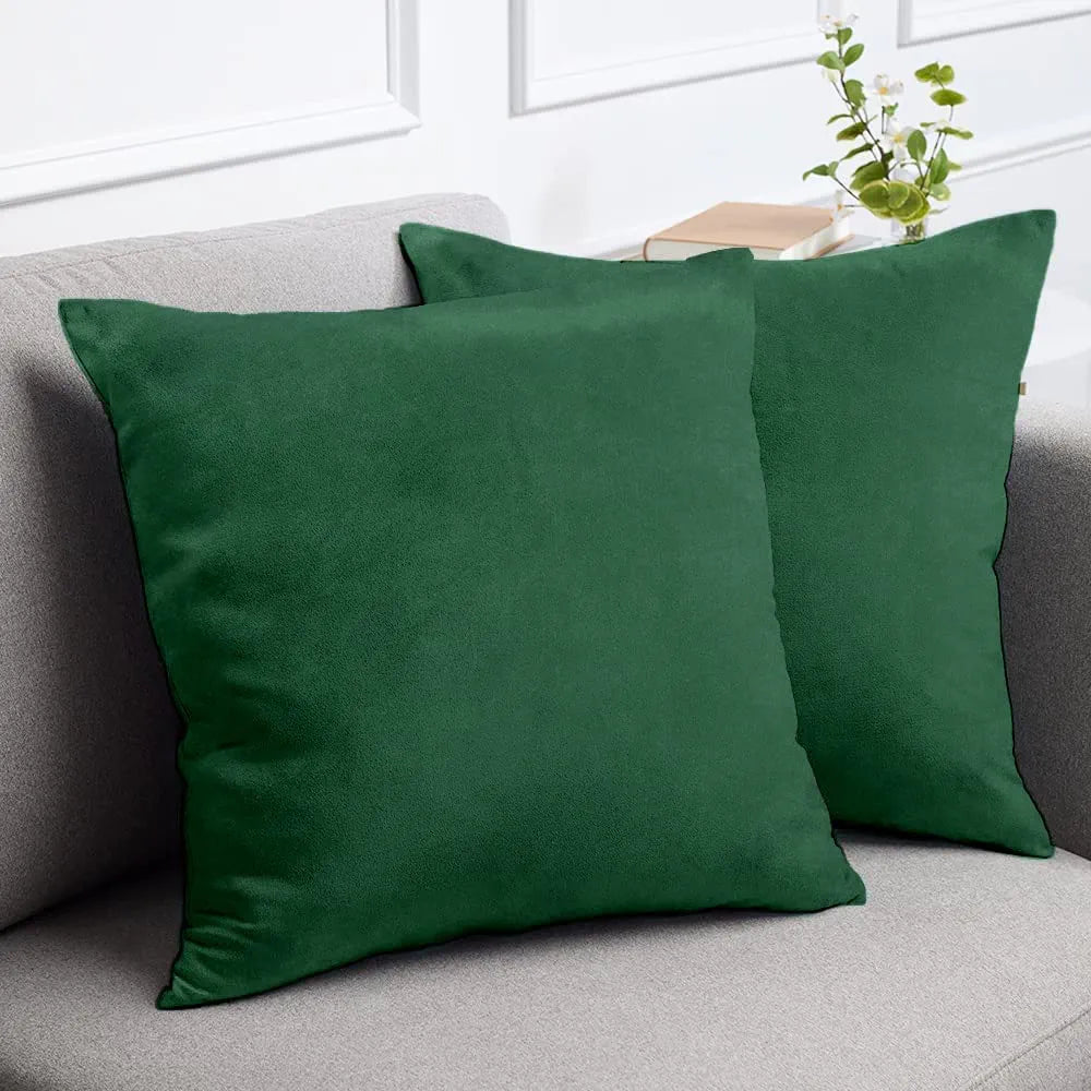 Cloth Fusion Velvet Sofa Cushion Cover Set of 5 Luxurious Cushion Cover Green