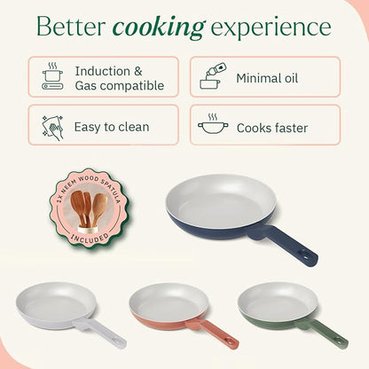Ember Cookware Arcilla Ceramic Non-Stick Frying Pan 24cm | Matching Handle | Florence Series | Blue