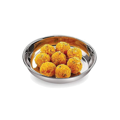 Hazel Steel Plate 12 cm Medium Multipurpose Stainless Steel Plates Set for Kitchen Serving Plate