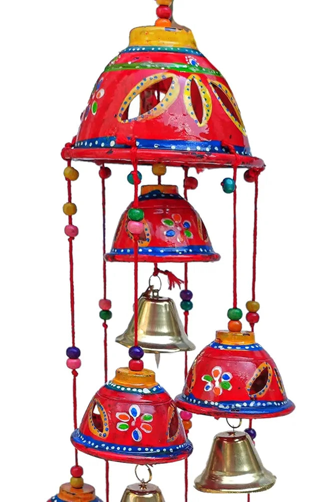 Little Rajasthani Handicraft Hand Painted Wind Chimes Multicolor Random Colors