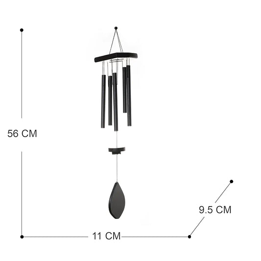 Tej Gifts Feng Shui Metal Wind Chime with 5 Black Pipes