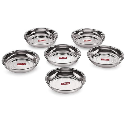 Hazel Stainless Steel Plate Snacks Serving Set of 6 Large Size of 13 cm Set for Kitchen