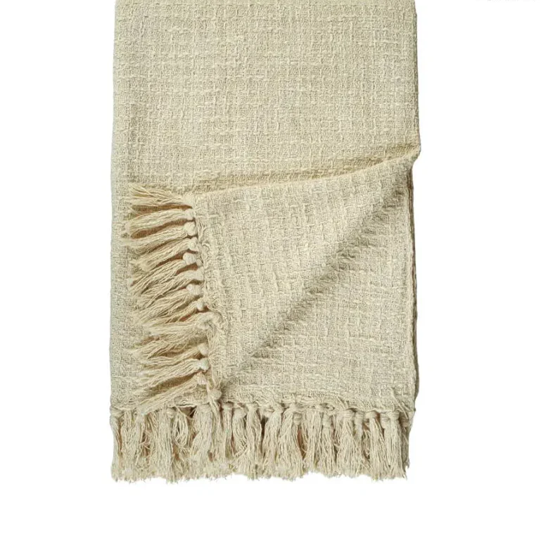 Homadorn Waffle 100% Cotton Throw Blanket Colour Off White