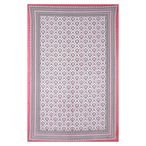 Texstylers 200 TC Floral Jaipuri Print Pure Cotton 6 Seater Table Cloth Cover