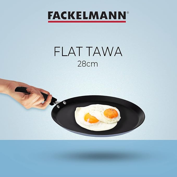 Fackelmann Cologne Range Aluminium Non-Stick Roti Tawa 28 cm Riveted Handles for Strong Hold