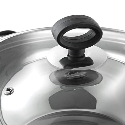 Vinod Stainless Steel Deluxe Kadhai with Glass Lid - 1.5 Litre, 20cm | Extra Thick, SAS Bottom | Soft Handle | Kadai for Cooking