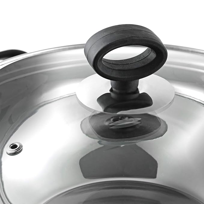 Vinod Stainless Steel Deluxe Kadhai with Glass Lid - 2.8 litre, 24cm | Extra Thick, SAS Bottom | Soft Handle | Kadai for Cooking