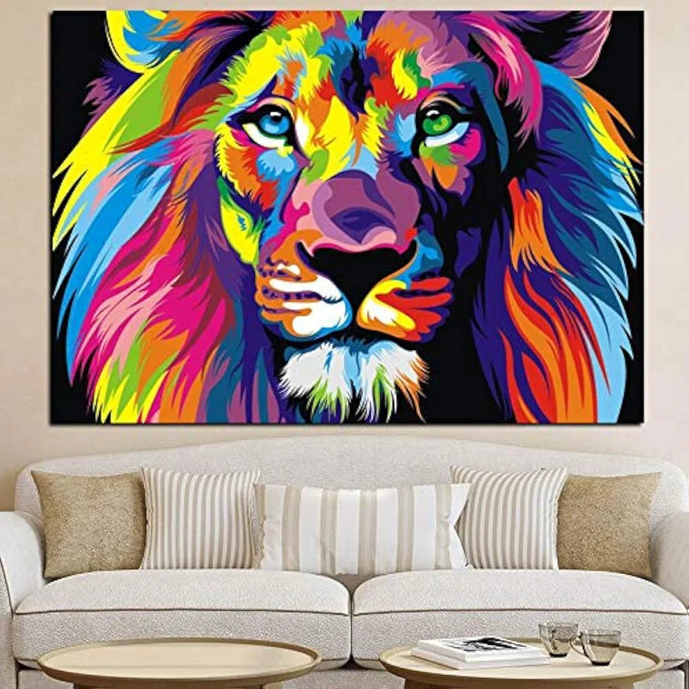 HASTHIP Paint by Numbers for Adult Kits, DIY Canvas Oil Painting Kit for Kid Beginners with Paintbrushes Acrylic Pigment Drawing Paintwork, Multicolor