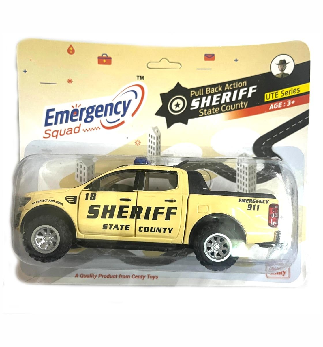 Centy Sheriff Pull Back Police Toy Car with Door Openable for 3Y+ Assorted Colours