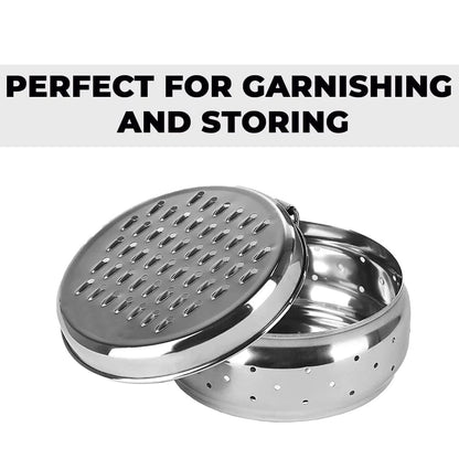 Kuber Industries Stainless Steel Grater with Storage Container Refrigerator Safe Cheese Carrot Coconut