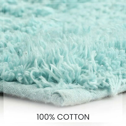 Sashaa World Solid Anti-skid Cotton Bathmat And Contour Set For Bathroom Colour Ice Blue (Pack of 2)