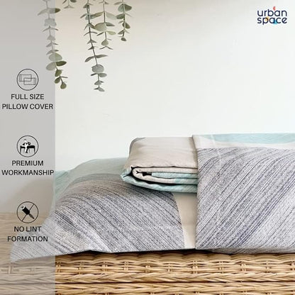 Urban Space Bedsheet for Double Bed 2 Pillow Cover (Colour Oval Blue)