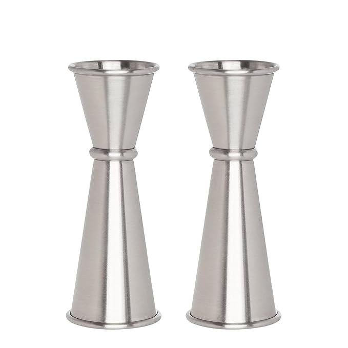 Hazel Stainless Steel Peg Measure Jigger Double Sided Ring Jigger Measure Each 50 ml Set of 2