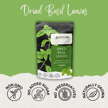 Rootcare Organics Dried Basil Leaves - 50 gms