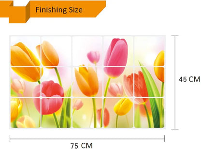Jaamso Royals Vinyl Removable Peel and Stick Self Adhesive Flowers Wall Sticker for Kitchen Tulip