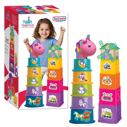 Toymate Twin Tower Fun 3-in-1 Stacking & Sorting Toy for Toddlers