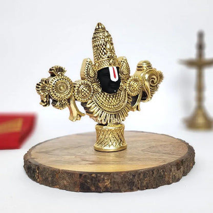 Gold Art India Lord Venkateswara Balaji Face Idol Antique Gold Matte Finish