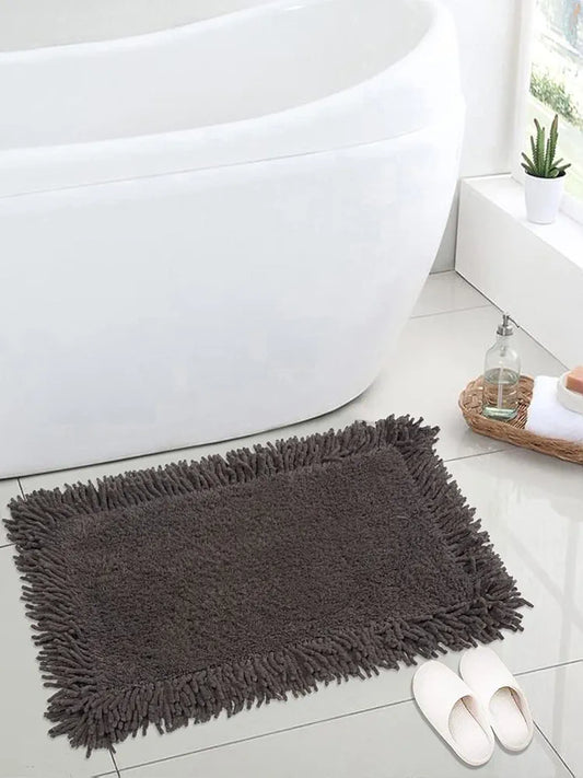 Saral Home Easy Living Cotton Shaggy Mat Colour Dark Grey