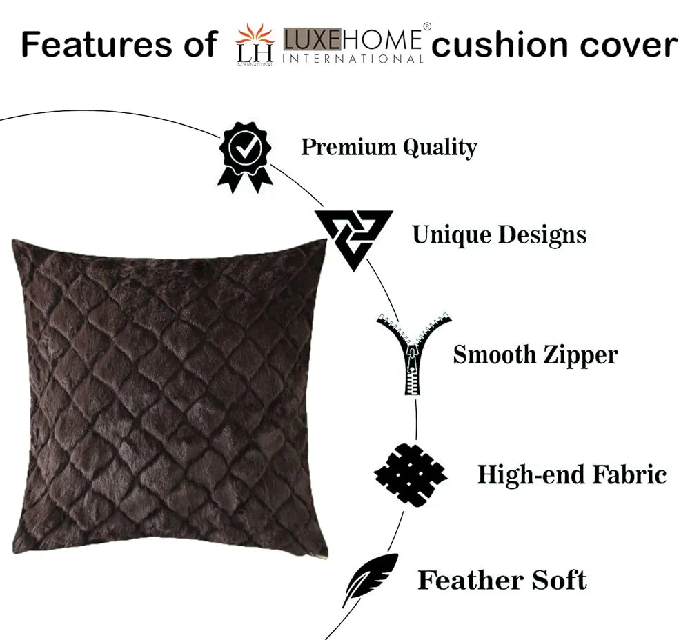 Luxe Home Cushion Cover Marino Fur Sold Design Ultra Soft for Home Decor Set of 2 Colour Cocoa