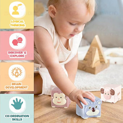 Wembley Soft Baby Bath Set 6 Pcs Squeezable Floating Animal Toy for Kids Multicolor