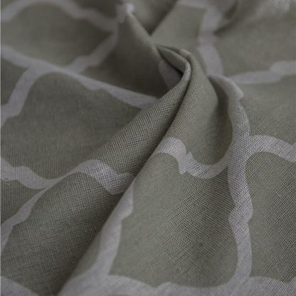 Huesland Cotton Curtains for Windows, 5 Feet Long 1 Bohemian Eyelet Curtain | Quatrefoil Dessert Sage