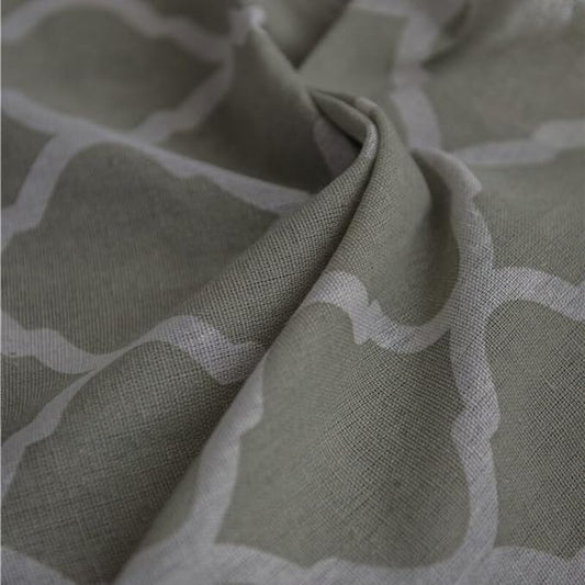 Huesland Cotton Curtains for Windows, 5 Feet Long 1 Bohemian Eyelet Curtain | Quatrefoil Dessert Sage