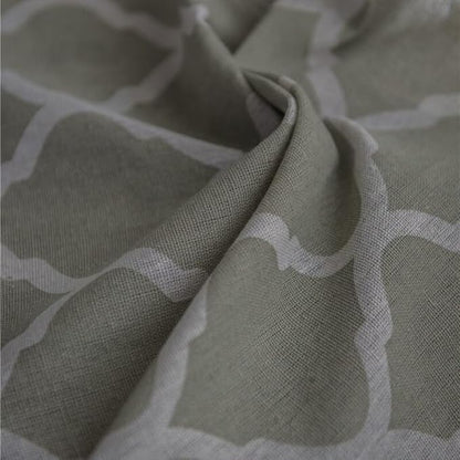 Huesland Cotton Curtains for Door, 9 Feet Long 1 Bohemian Eyelet Curtain | Quatrefoil Dessert Sage