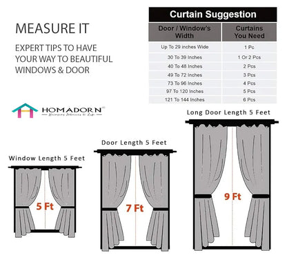 Homadorn Linen Sheer Printed Semi Transparent Curtains for Window Set of 2 Pink Flower