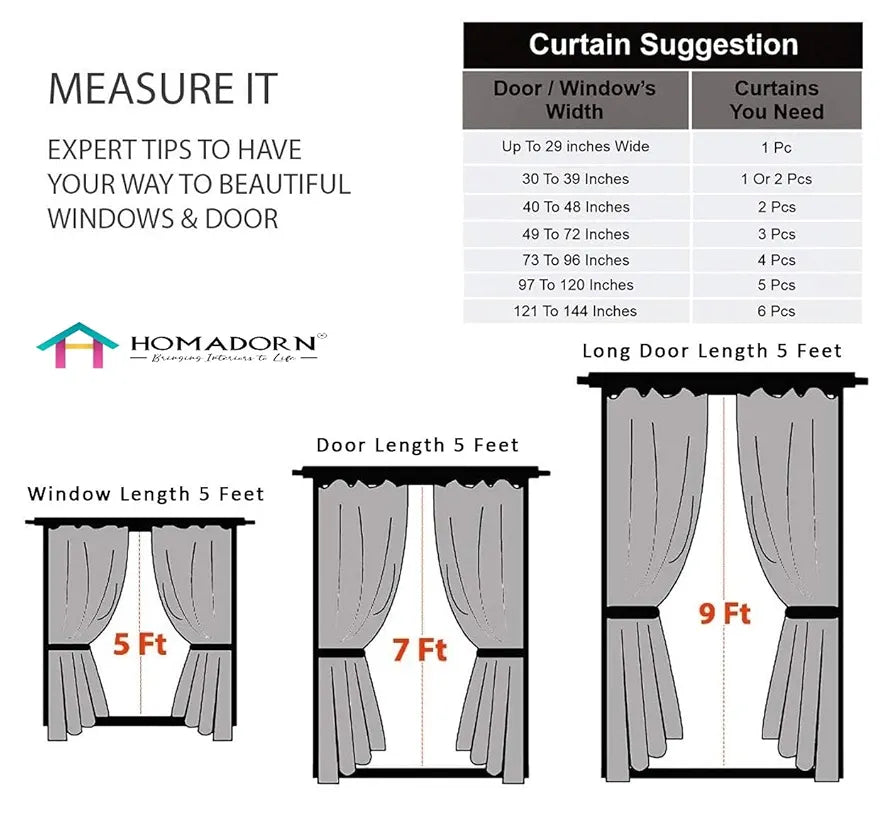 Homadorn Linen Sheer Printed Semi Transparent Curtains for Window Set of 2 Multi Watercolor