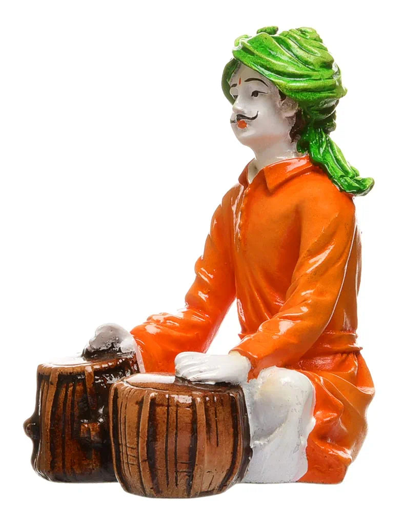 Karigaari Ideas Hand Crafted Polyresin Orange Eco Friendly Rajasthani Idol Figurine